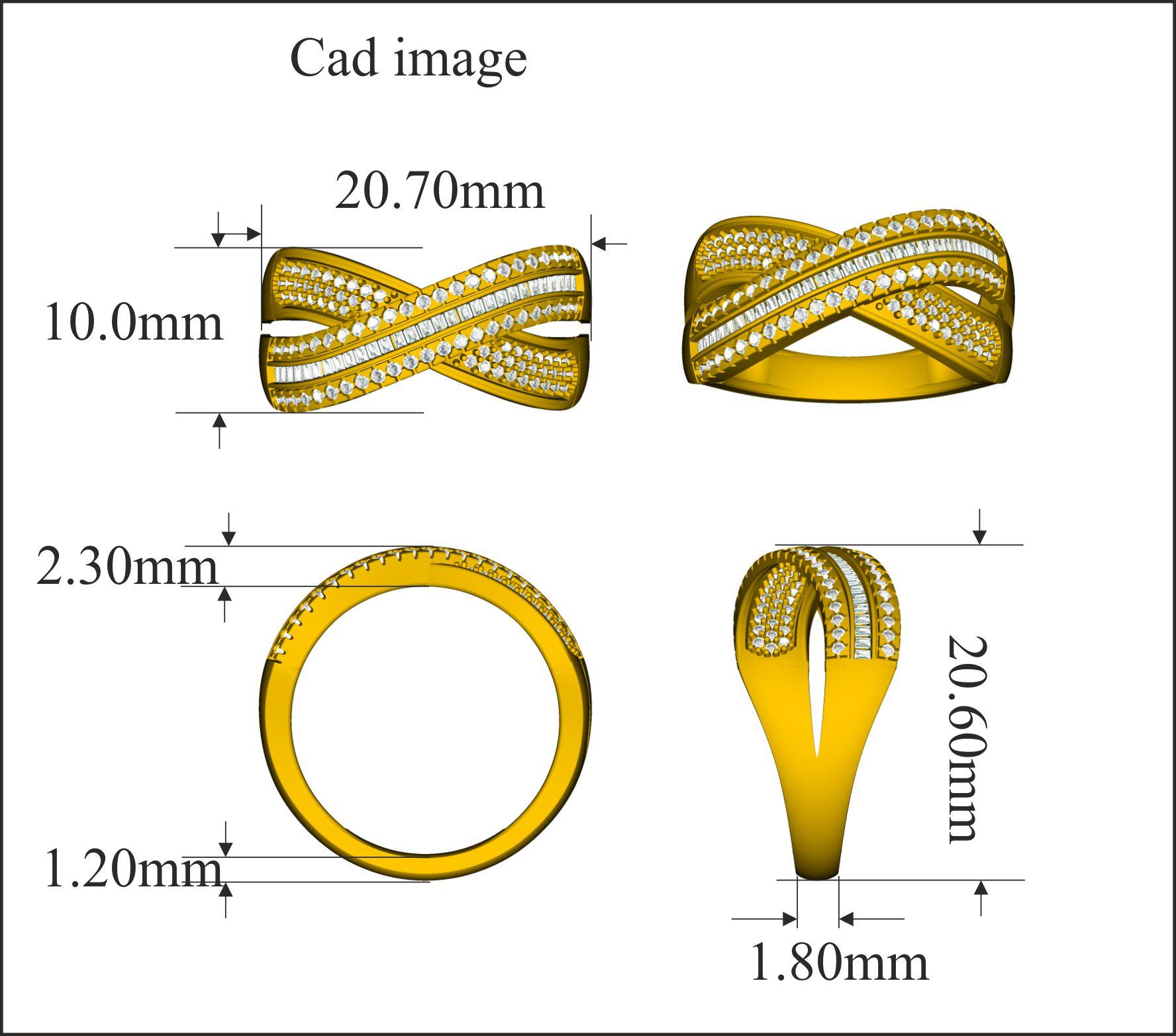 Étonnante de couleur et d'éclat, cette bague croisée proclame sa sophistication. La bague est fabriquée en or 14 carats (blanc, rose ou jaune au choix) et comporte 109 diamants ronds et 29 diamants baguettes sertis en micro-pinces, en pinces et en