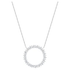 Pendentif d'éternité TJD en or blanc 18 carats avec diamants taille ronde et baguette de 0,50 carat