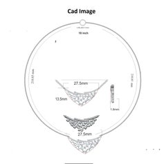 TJD 0.50 Carat Round & Baguette Diamond 14 Karat White Gold Curve Bar Necklace