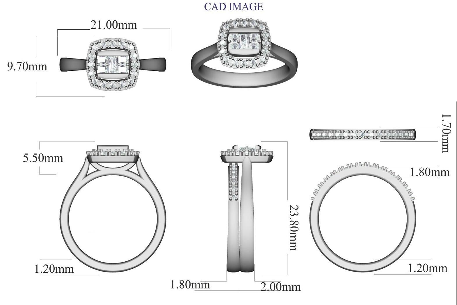 Questa fede nuziale con più diamanti è impreziosita da 102 diamanti tondi brillanti e 31 diamanti tondi, 1 baguette e 4 princess, splendidamente incastonati in pave e in prong impilabili. Il peso totale del diamante è di 1,00 carati e il colore H.
