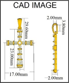 TJD Colgante de Cruz Religiosa de Oro Amarillo de 14K con Diamante Redondo y Baguette de 0,50 Quilates