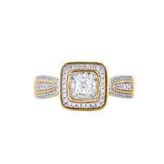 TJD 0.50 Carat Round & Baguette Diamond 14KT Gold Designer Engagement Ring