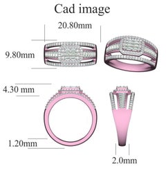 TJD 0.50 Carat Round & Baguette Diamond 14KT Gold Split Shank Engagement Ring