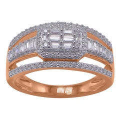TJD 0.50 Carat Round
Baguette Diamond 14KT Gold Split Shank Engagement Ring