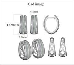 TJD 0.50 Carat Round & Baguette Diamond 14KT Yellow Gold Huggie Hoop Earrings