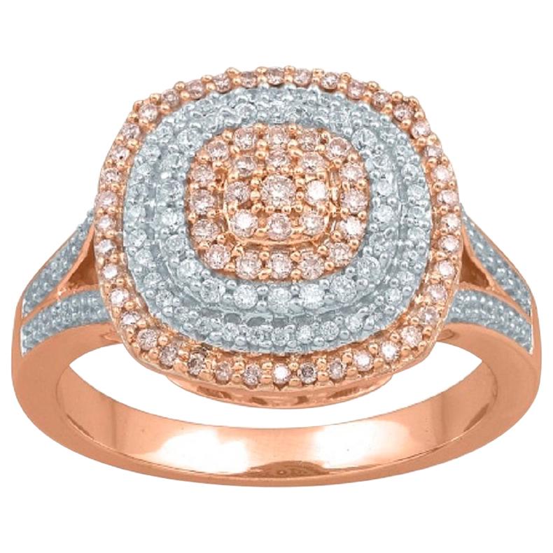 TJD 0.50 Carat Natural Pink Rosé & White Diamond 14K Rose Gold Engagement Ring