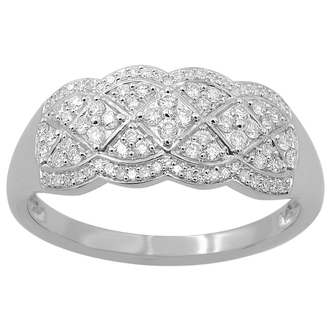 TJD 0.50 Carat Round Diamond 14 Karat White Gold Wedding Band Ring For Sale