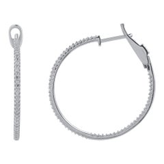 TJD 0.50 Carat Diamond 10 Karat White Gold Inside Out Classic Hoop Earrings