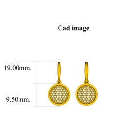 Pendants d'oreilles circulaires en or jaune 14 carats avec diamants ronds de 0,50 carat TJD