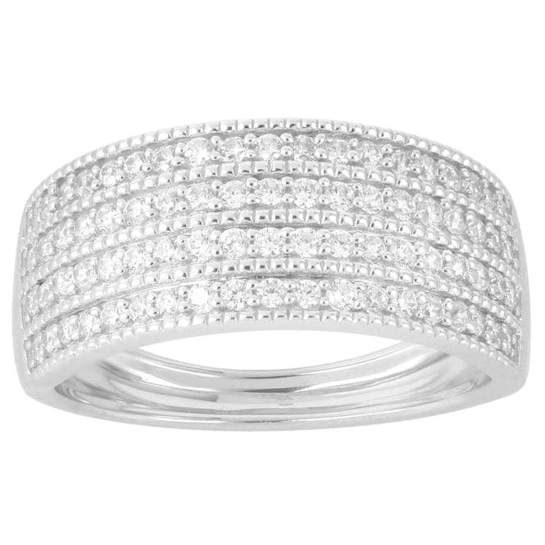 TJD 1/2 Carat Round Diamond 14Karat Gold Multi Row Anniversary Wedding Band Ring For Sale