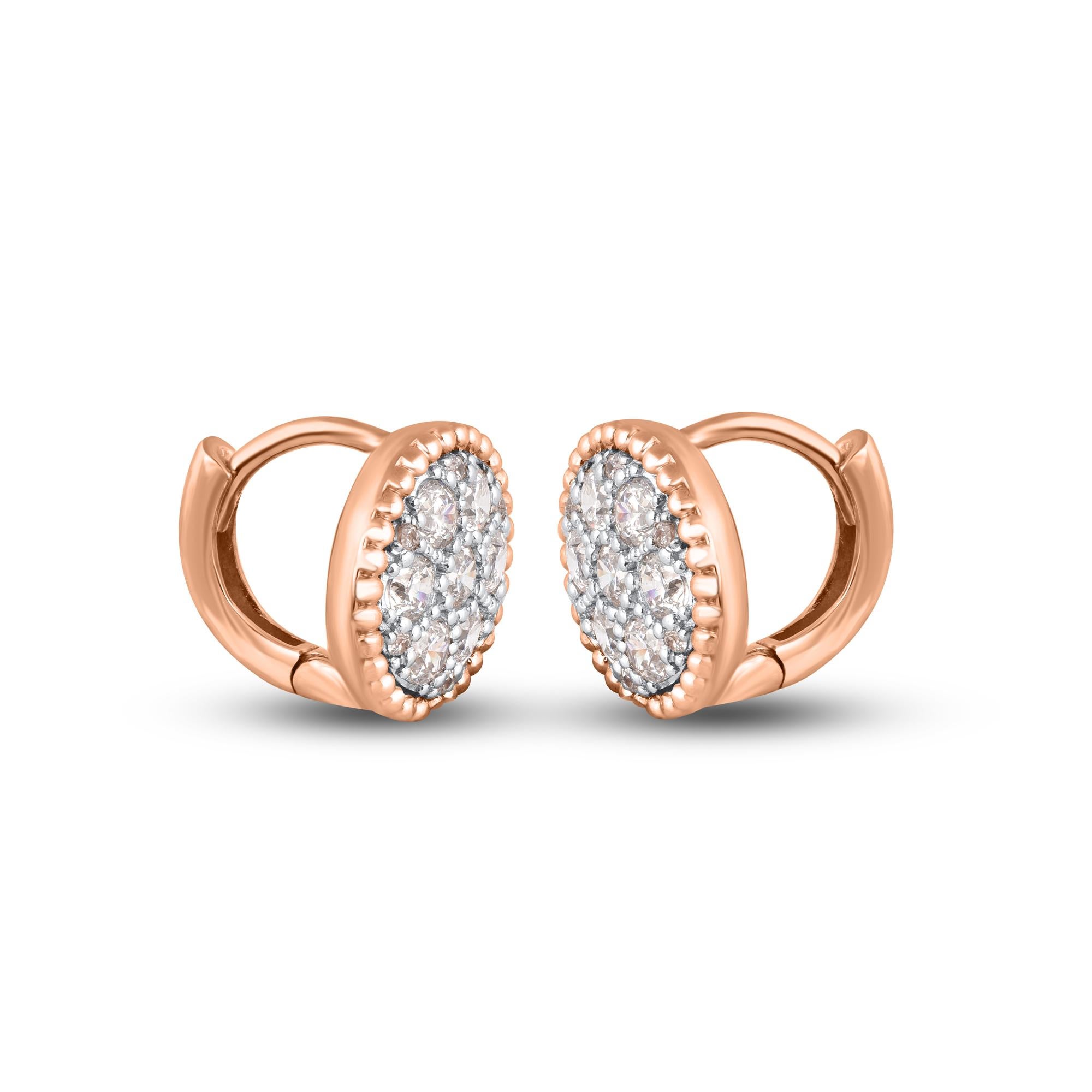Ready for any occasions, these diamond frame stud earrings are shimmering look she'll wear with everything. The earrings is crafted from 14-karat gold in your choice of white, rose, or yellow, and features Round-26 Natural white diamond set in Prong