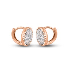 TJD 0.50 Carat Round Diamond 14 Karat Rose Gold Circle Cluster Fashion Earrings