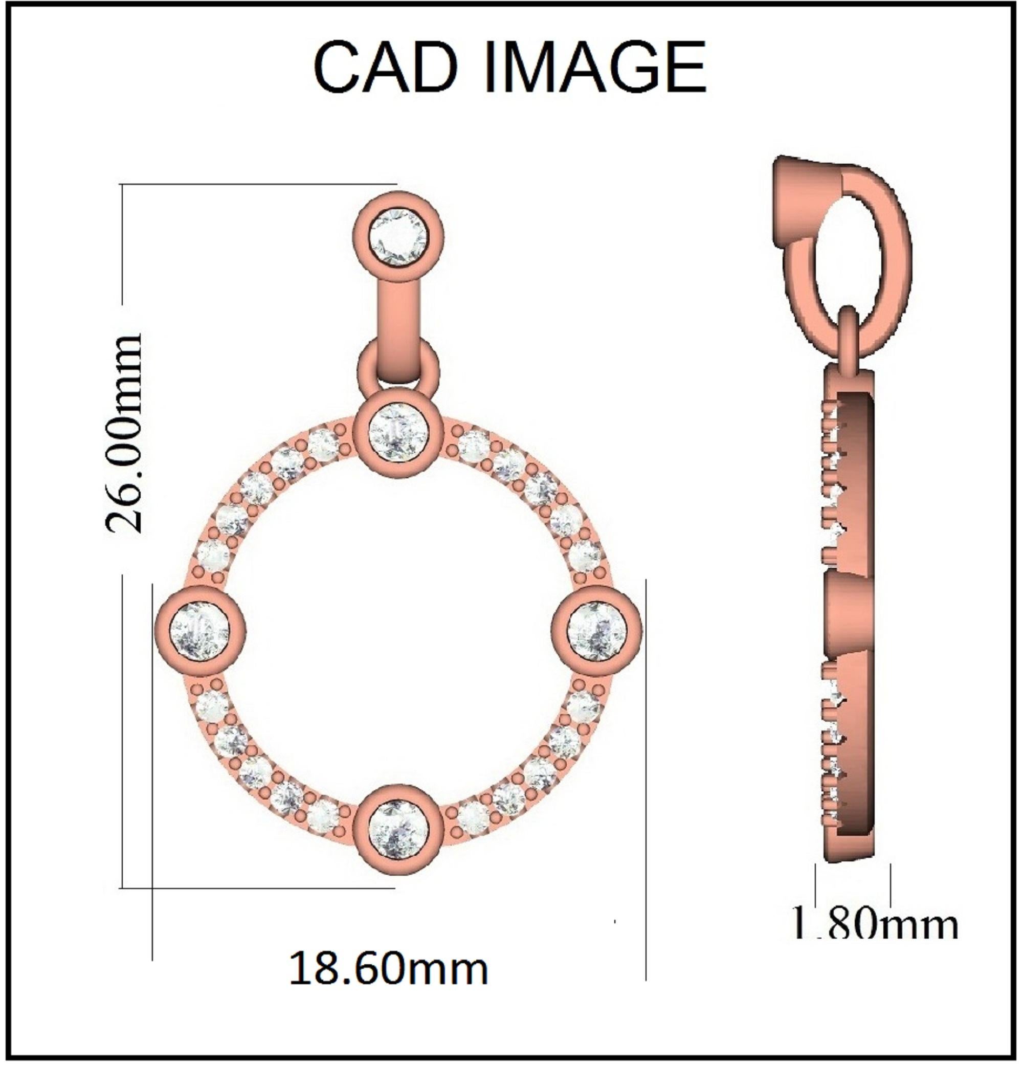 Dai un tocco di fascino al tuo look con questo ciondolo a cerchio aperto con diamante. Il ciondolo è realizzato in oro rosa da 14 carati e presenta 25 diamanti rotondi incastonati a castone e a pressione, di colore H-I e di purezza I2, mentre la