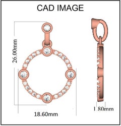 TJD 0.50 Carat Round Diamond 14 Karat Rose Gold Open Circle Fashion Pendant