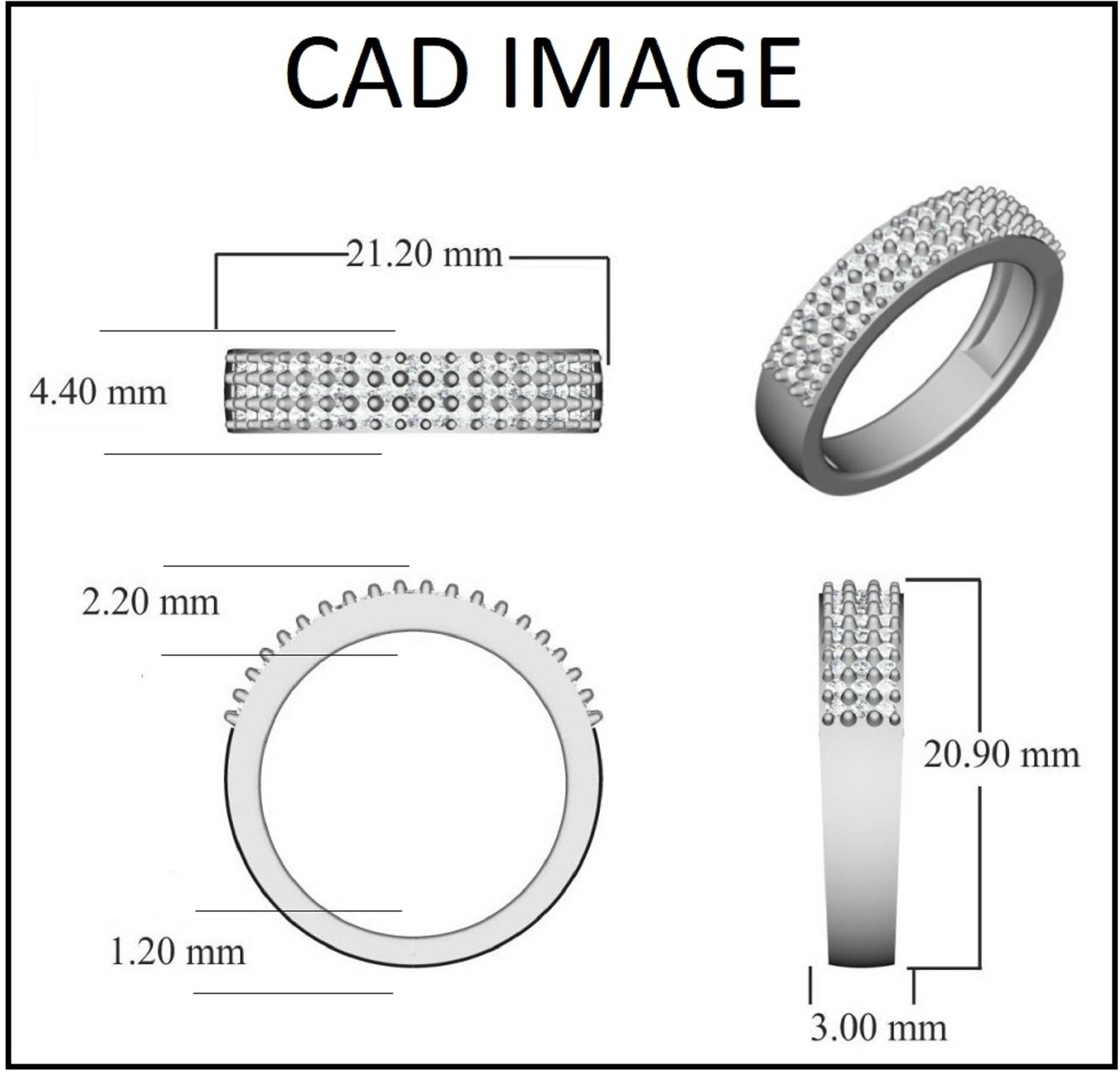 Diese funkelnden dreireihigen Eheringe mit Diamanten sind genau ihr Stil und werden sie mit Sicherheit verzaubern. Von unseren Experten in Handarbeit aus 14 Karat Weißgold gefertigt und mit 57 runden Brillanten in Zackenfassung besetzt, funkelt er