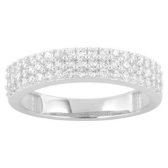 TJD 0.50 Carat Round Diamond 14 Karat White Gold 3-Row Anniversary Wedding Band