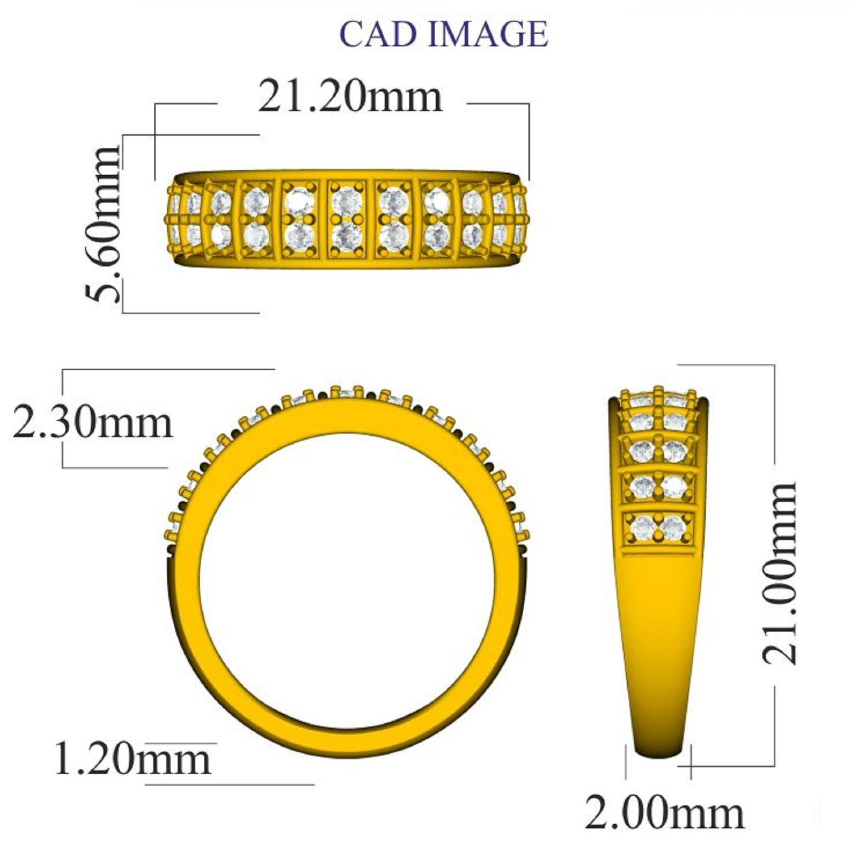 This double row  Wide Band Ring is expertly crafted in 14 Karat White Gold and features 22 Round White diamonds set in pave settings a beautiful design forming a unique pattern. This ring has high polish finish and is a valuable addition to any