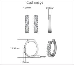 TJD 0.50 Carat Round Diamond 14 Karat White Gold Pave Set Huggie Hoop Earrings