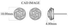 TJD 0.50 Carat Round Diamond 14 Karat White Gold Spiral Cluster Stud Earrings