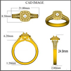 TJD 0.50 Carat Round Diamond 14 Karat White Gold Square Shaped Engagement Ring