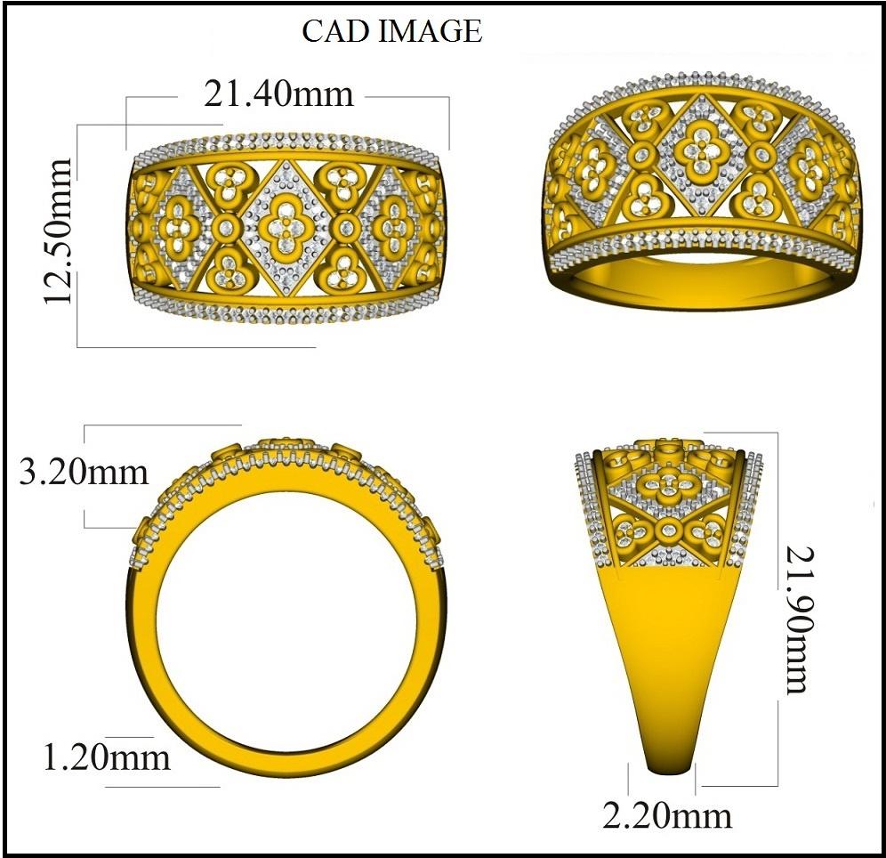 Round Natural Diamond Vintage Wedding Band Ring adds a touch to vintage sophistication to your style with this 14 Karat White Gold. This ring features 160 Round White Diamonds set in channel, bezel, pave and stackable prong setting, H-I color I2