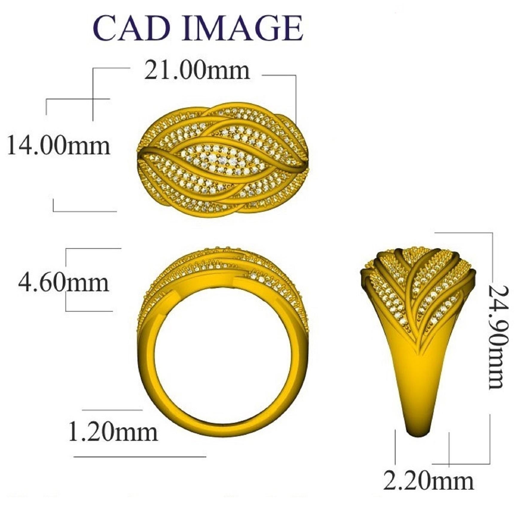 Exquisite 14 Karat white gold wedding band ring featuring wave design and jeweled with 183 round white diamonds. This ring is superbly detailed to perfection and set with 0.50 carat of sparkling brilliant cut round diamonds in secured pave setting.