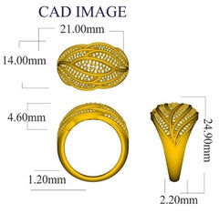 TJD 0.50 Carat Round Diamond 14 Karat White Gold Wave Fashion Wedding Band Ring