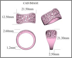TJD 0.50 Carat Round Diamond 14 Karat White Gold Wave Wedding Band Ring