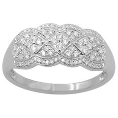 TJD 0.50 Carat Round Diamond 14 Karat White Gold Wedding Band Ring