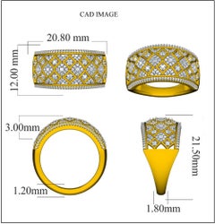 Anello a fascia larga con diamante rotondo in oro bianco 14 carati TJD da 0,50 carati