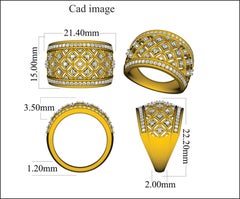 TJD 0,50 Carat Round Diamond 14 Karat Yellow Gold Designer Dome Wedding Band