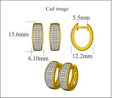 TJD 0.50 Carat Round Diamond Pavé Huggie Hoop Earrings 14K Yellow Gold
