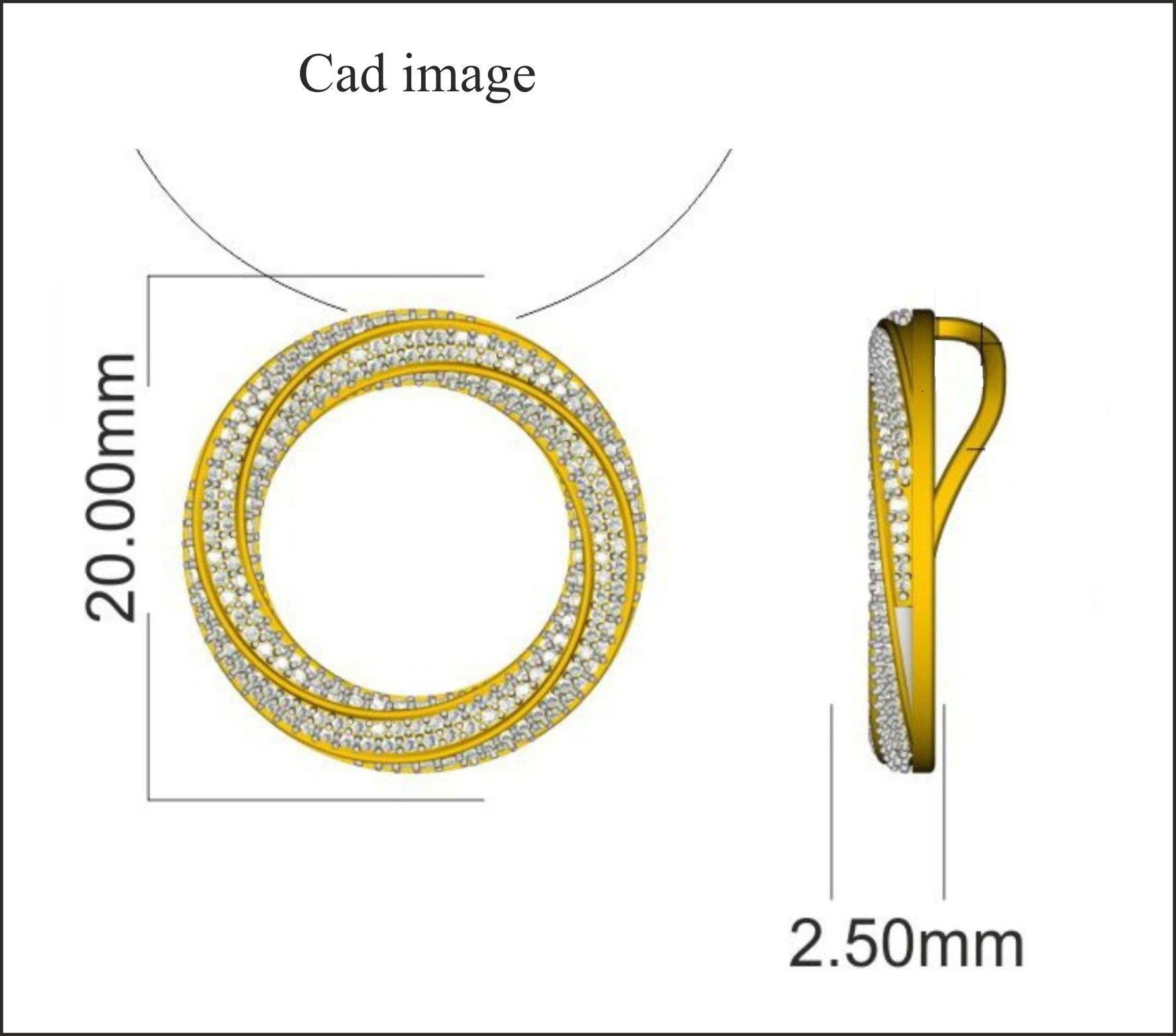 Women's TJD 0.50 Carat Round Diamond 14 Karat Yellow Gold Designer Spiral Circle Pendant For Sale