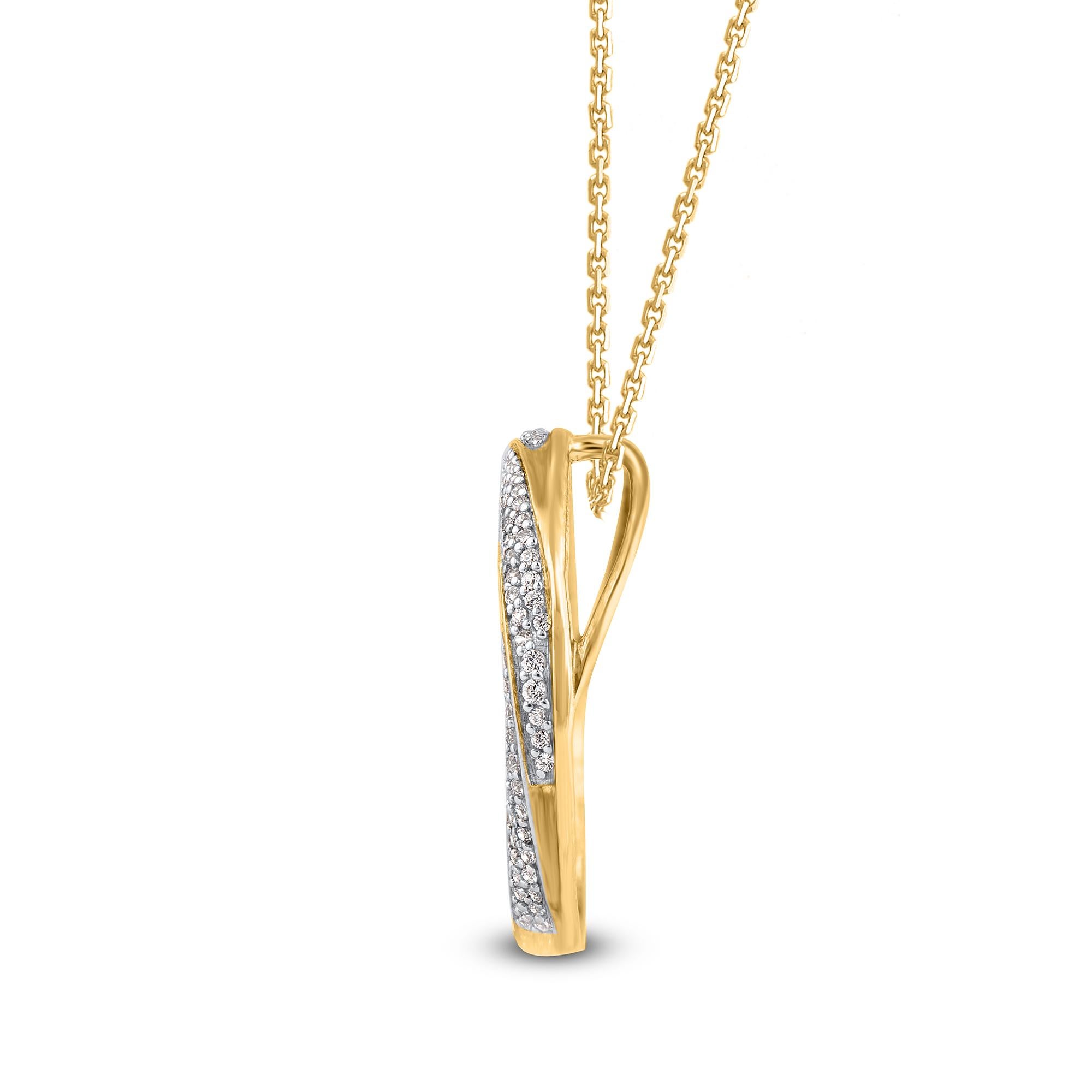 Una scelta elegante, questo ciondolo a forma di spirale con cerchio di diamanti dona un tocco sentimentale al suo look. Il peso totale del diamante è di 0,50 carati e brilla di colore H. H. e purezza I2. Impreziosito da 244 diamanti rotondi con