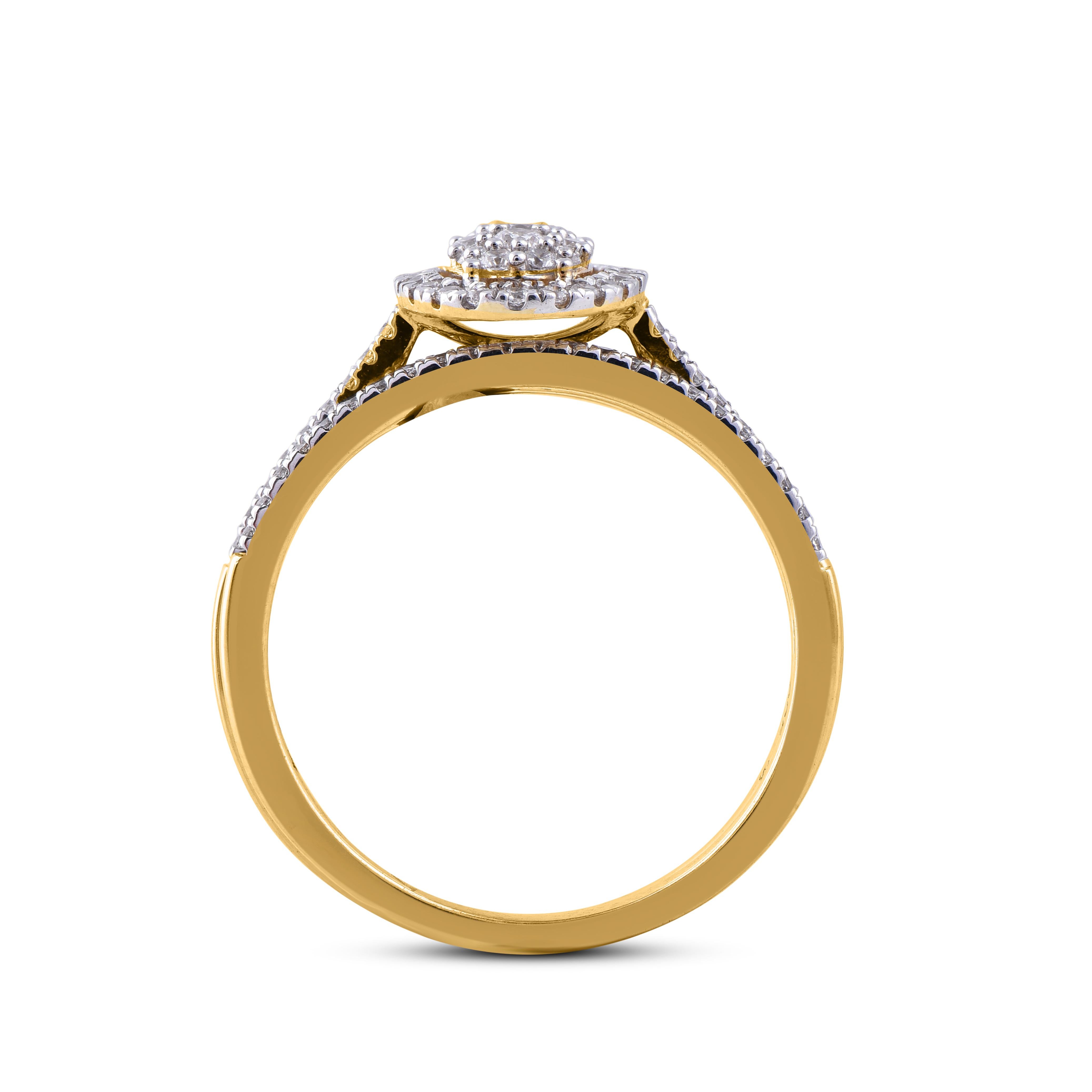 Bague de fiançailles en or jaune 14 carats sertie d'un diamant rond de 0,50 carat TJD Neuf - En vente à New York, NY
