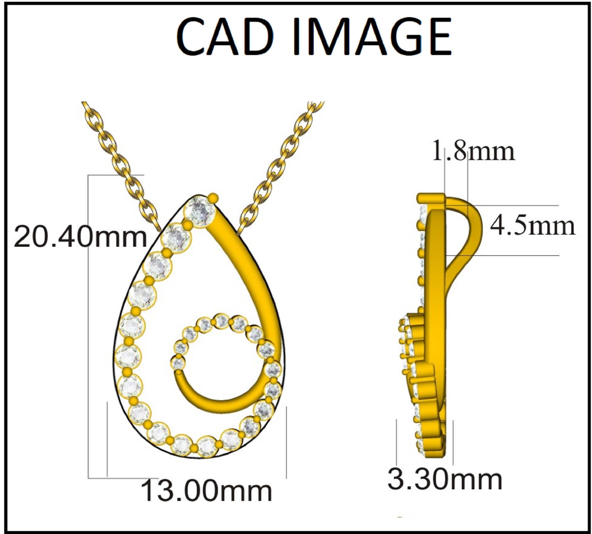Taglio rotondo TJD Ciondolo da viaggio a forma di pera con diamante rotondo da 0,50 carati in oro giallo 14 carati in vendita