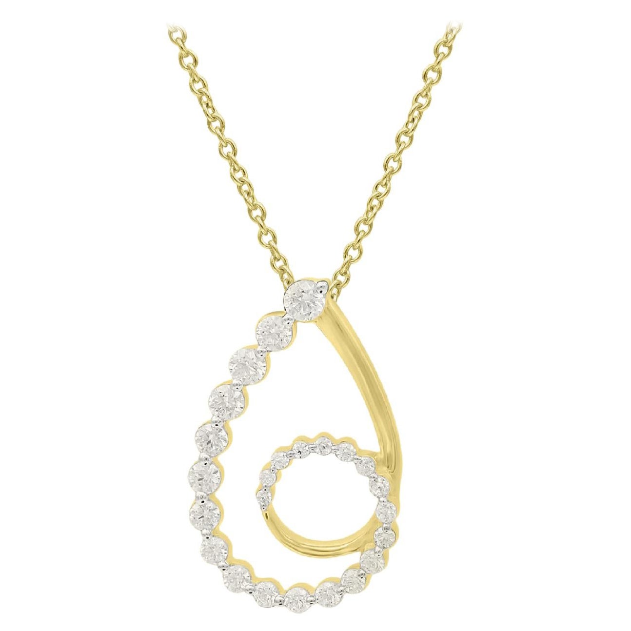 Colgante TJD Diamante redondo de 0,50 quilates en oro amarillo de 14 quilates en forma de pera de viaje