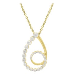 TJD 0.50 Carat Round Diamond 14 Karat Yellow Gold Pear Shape Journey Pendant