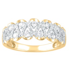 TJD 1/2 Carat Round Diamond 14Karat Yellow Gold Zigzag Fashion Wedding Band Ring