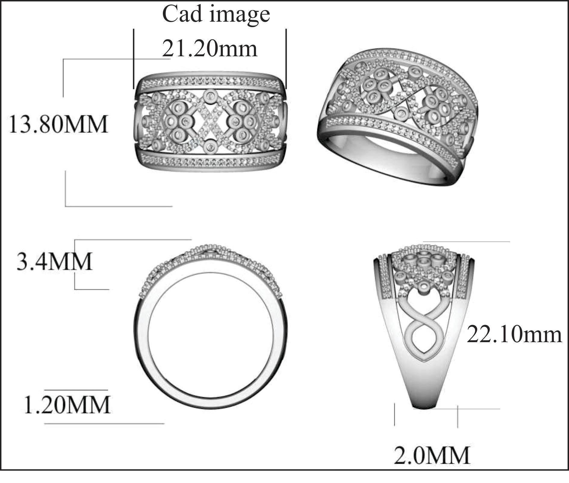 Stunning and classic, this diamond wave ring is crafted in 14K rose gold. This filigree fashion ring is studded with sparkling 119 round white diamonds in secured prong, pave and bezel setting. The diamonds are natural, not-treated and conflict-free