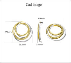 TJD 0.50 Carat Round Diamond 14k White Gold Interlinked Circle Fashion Pendant