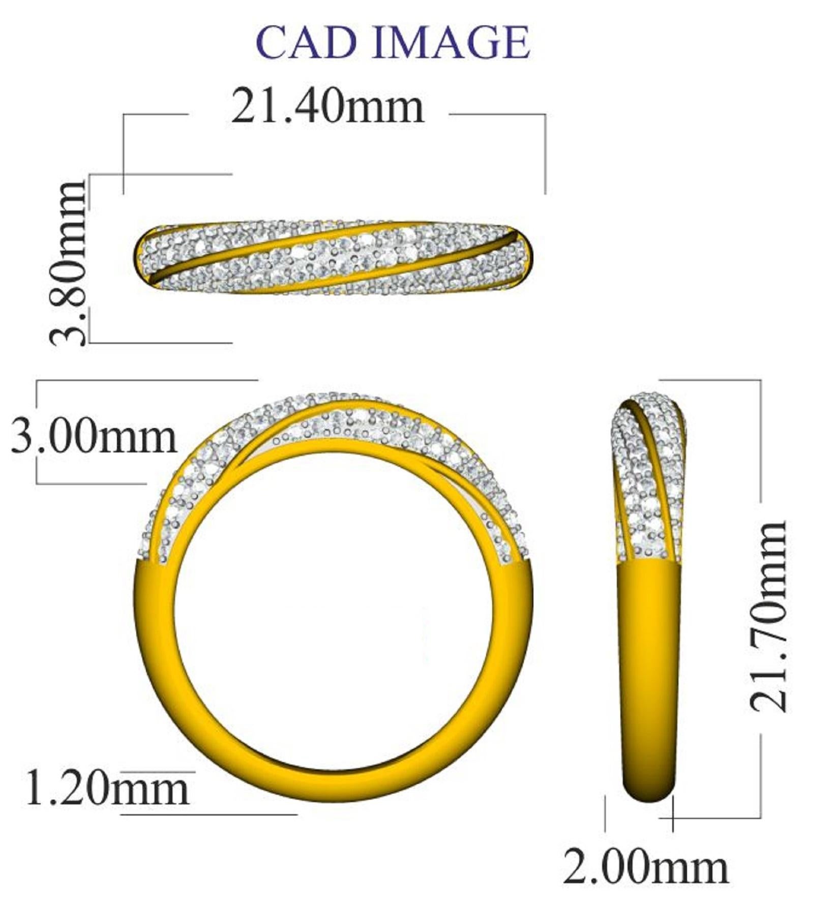 TJD 0.50 Carat Round Diamond 14K White Gold Spiral Wedding Anniversary Band Ring In New Condition For Sale In New York, NY