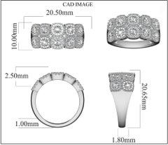 TJD 0.50 Carat Round Diamond 14Karat White Gold Cluster Wedding Anniversary Band