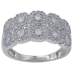 Alliance d'anniversaire de mariage en or blanc 14 carats avec diamants ronds de 0,50 carat TJD