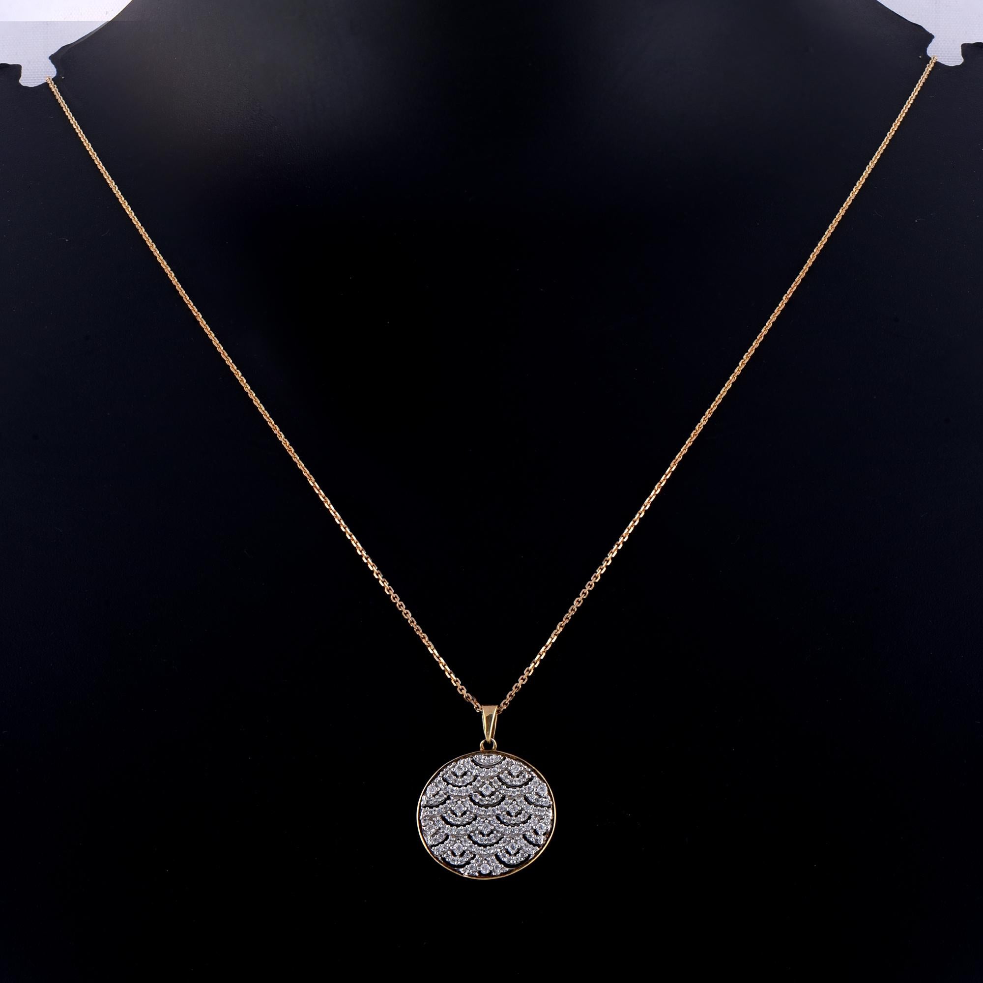 TJD 0.50 Carat Round Diamond 14Karat Yellow Gold Art Deco Style Designer Pendant In New Condition For Sale In New York, NY
