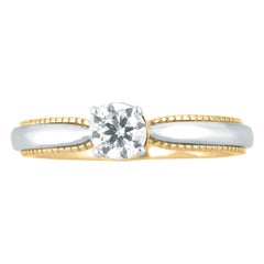 TJD 0.50 Carat Round Diamond 14KT Two-Tone Gold Solitaire Engagement Ring