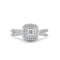 TJD 0.50 Carat Round Diamond 14KT White Gold Split Shank Classic Engagement Ring
