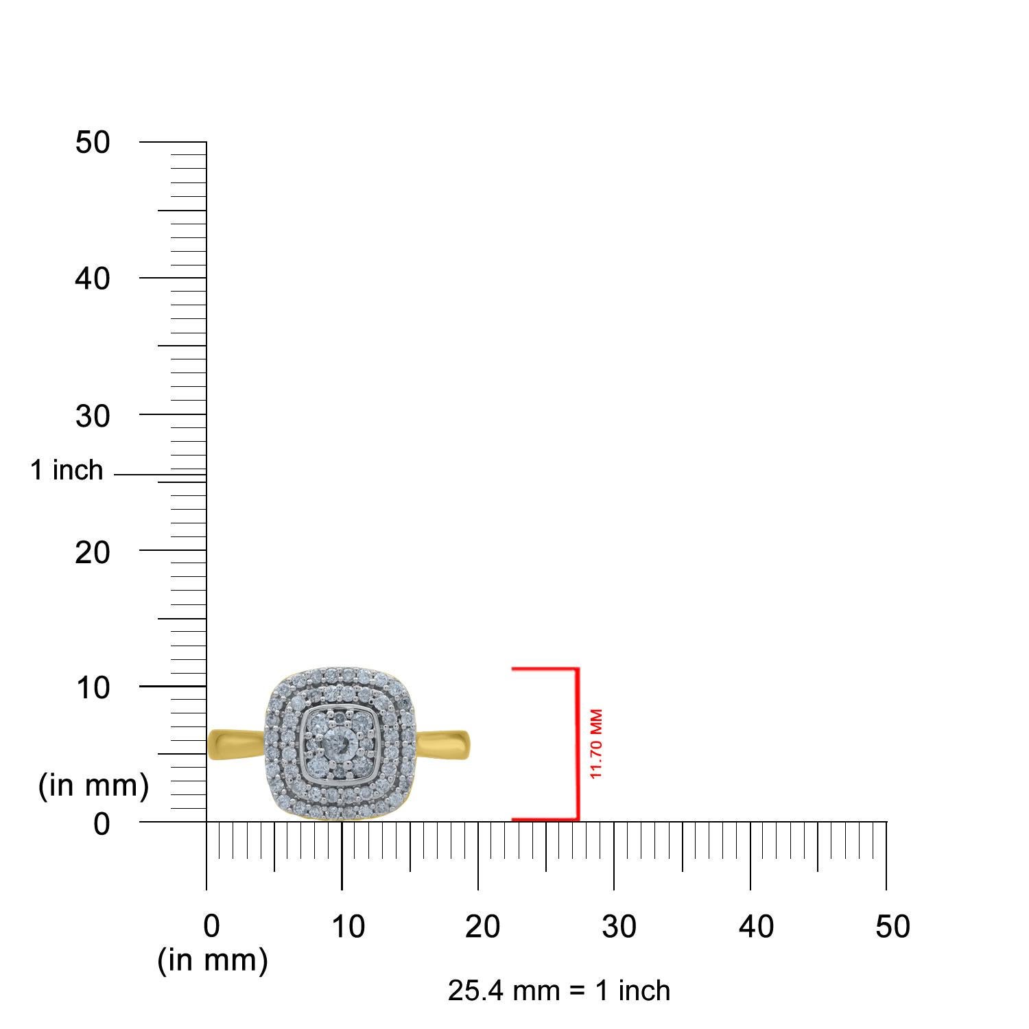 Taglio brillante TJD 0,50 carati di diamante rotondo in oro giallo 14KT Anello di fidanzamento con cornice a cuscino in vendita