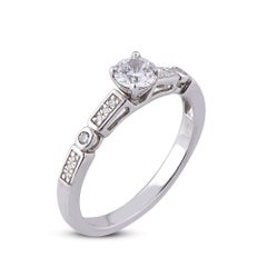 TJD 0.50 Carat Round Diamond 18 Karat White Gold Engagement Ring
