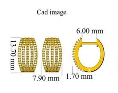TJD 0.50 Carat Round Diamond 18 Karat Yellow Gold Multi-row Hoop Earrings